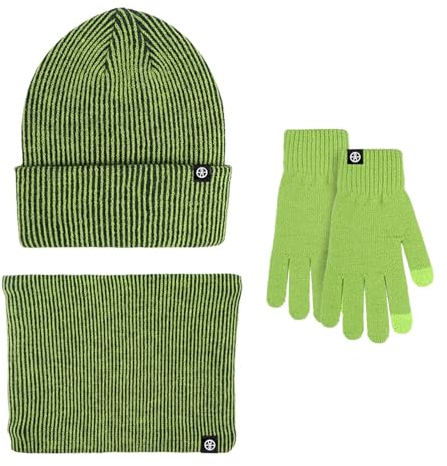 Mütze Schal Handschuhe Set Herren Wintermütze Strickmütze Loop Schal Damen Winter Herren-Schals Schlafmützen Herren Beanie Grün