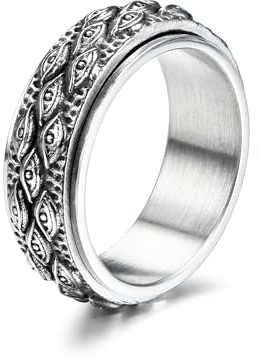 GTHIC Edelstahl Auge der Vorsehung Spinner Ring für Männer Frauen Silber Gothic Ring Alle Sehen Rotierende Band Vintage Evil Eye Fidget Ringe Für Angst Schmuck Ringe Größe 13
