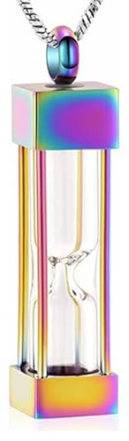 Glass Hourglass Cremation Jewelry for Ashes Container Vial Urn Necklace Pendant Stainless Steel Cylinder Bottle Memorial Cremation Keepsake Jewelry for Women/Men