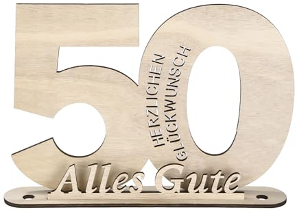Xespis 2024 Holz-Schild Gästebuch, 50 Geldgeschenke Geburtstag, Holzschild Gästebuch mit Ständer, für Hochzeit Jubiläum Tischdeko, Geldgeschenke Geburtstag, Geschenke Schild 50 Jahre Hochzeitstag