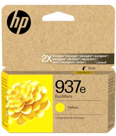HP 937 Gelb EvoMore Original Druckerpatrone | Tinte für le OfficeJet Pro 9110, 9120, 9130, 9720, 9730, ~1650 Seiten (4S6W8NE)