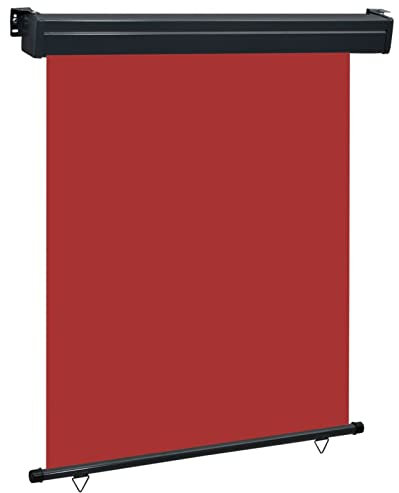Mengtu Balkon-Seitenmarkise Senkrechtmarkise Außenrollo Balkonrollo Markise Sonnenschutzrollo Sonnenschutz Sichtschutz Windschutz 140 × 250 cm Rot Garten Möbel