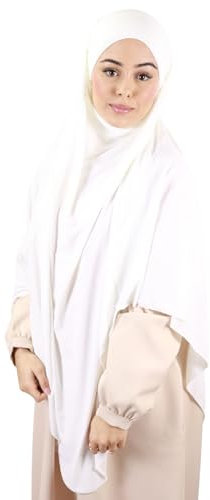Lamis Hijab Khimar Premium-Jersey, elfenbeinfarben, One size