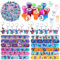 GUBOOM 86Pcs Party Mitgebsel, 12 Pcs Slap Armbänder Clap Bracelets+12Pcs Schlüsselanhänger+50Pcs Aufkleber+12Pcs Stempel Kinder, Geburtstagkinder Deko