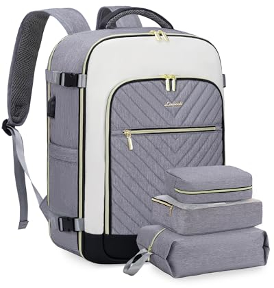 LOVEVOOK Travel Backpack Women Groß Reiserucksack Damen 17.3 zoll Laptop Rucksack Handgepäck Flugzeug Weekender Duffle Bag 40L Cabin Reisetasche Wasserdicht Carry On Luggage Set für Reise Business
