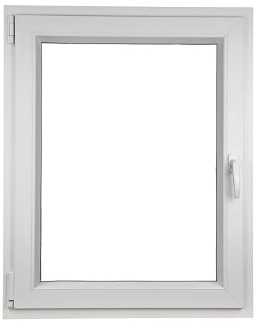 ALUCON Fenster 600x1000 mm – Kunststofffenster 60x100 cm – Flügelfenster Innen Weiß/Außen Weiß – DIN Links