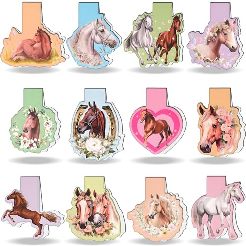 24 Segnalibri Magnetici a Cavallo, Segnalibri Magnetici Con Motivi Di Cavallo, Compleanno per Bambini, Per Studenti E Amanti Dei Libri Gadget Compleanno Bambini Regalini Fine Festa Compleanno
