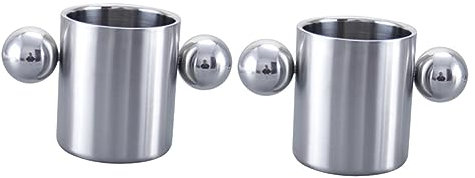 BESPORTBLE 2pièces Tasse Acier Double Avec Poignée Mug Et Portable Pour Café Thé Jus Accessoire De Maison Pratique