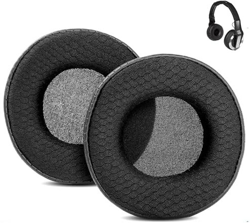 DowiTech Sostituzione Cuscinetti Auricolari Traspirante Compatibile con Pioneer HDJ500 HDJ 500 HDJ-500 Cuffie Cuscinetti con Tessuto a Maglia/Pelle Proteica Perforata e Schiuma Memoria