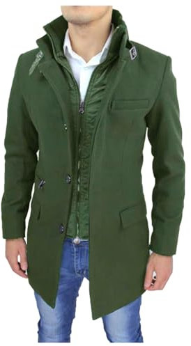 Cappotto invernale da uomo in lana invernale finto due pezzi Slim Fit cappotto di lana corto business giacca invernale casual cappotto corto con cerniera parka invernale con tasche comode e calde