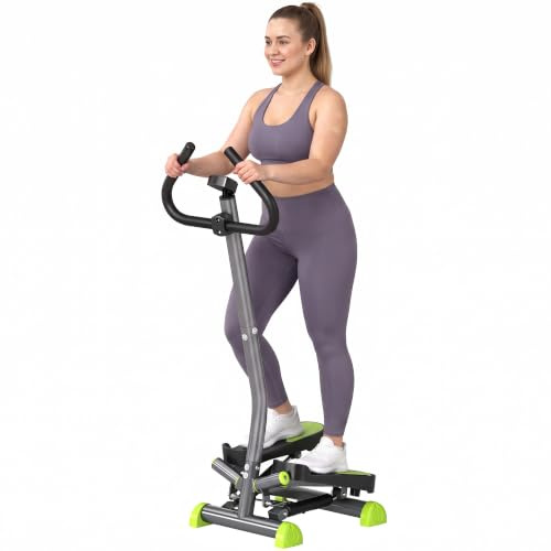 HOMCOM Stepper avec Guidon Écran LCD Résistance Réglable Noir | Stepper Fitness Appartement, Exercise Hanches Jambes Lombes, pour Maison, Acier