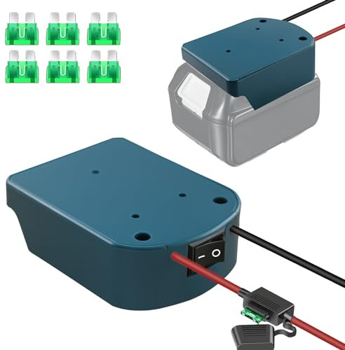 1 Pack Power Wheels Adapter for Makita 18V Battery with Fuse & Wire Clamps & 12 Gauge Wire, Good Electricity Converter for DIY Ride on Truck, Robotics and RC Toy