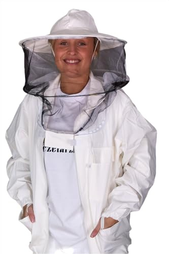 4Bee Imkerjacke – Imkeranzug mit Reißverschluss – mit Atemnetz – atmungsaktiv – Imkerei – Bienen – Insekten – Schutzkleidung mit Hut – Schutzkleidung für Imker – Größe XL