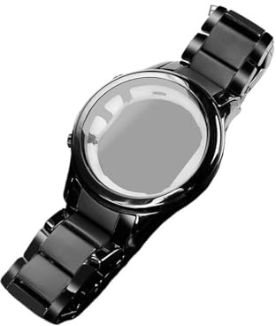 JVEIWAD Armband mit Keramikgehäuse, kompatibel mit Armani-Uhr AR1451 AR1452 AR1400 AR1410 AR1421 AR1440, schwarzes Herrenarmband, Zubehör