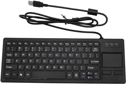 Wired Keyboard with Trackpad, Mini Industrial Keyboard with X Scissor Foot, USB Water Resistant Portable Compact Keyboard, for PC Connected TV, Laptop, Tablet
