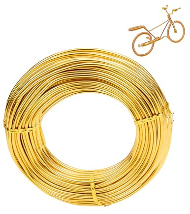 2mm x 50m basteldraht,aluminiumdraht,schmuckdraht,draht zum basteln,aluminium-draht,aluminium craft wire,bindedraht modellierdraht für dekoteile, DIY-skulpturen,kranzherstellung & bonsai-bäume-gold