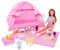 Toyland® Lets Go Camping Puppenspielset – 1 Puppe, 1 Zelt, 1 Hund und 20 Zubehörteile enthalten – Mädchenspielzeug.