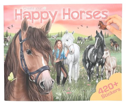 Depesche 13586 Create Your Happy Horses - Stickerbuch mit 24 Hintergrundseiten zum Gestalten eigener Pferde Welten, inkl. 6 Stickerbogen