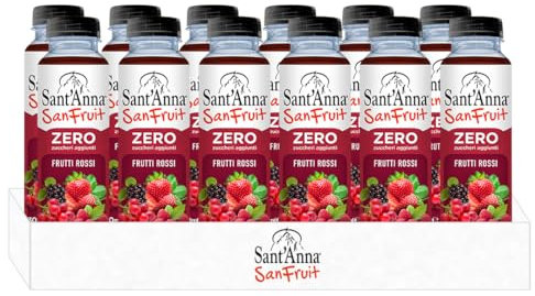 Sant'Anna SanFruit 0,33L | Bevanda a base di succhi di Frutta in Acqua Sant'Anna Senza Zuccheri Aggiunti | Confezione da 12 bottiglie (330ml, Frutti Rossi)