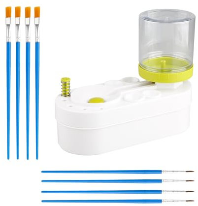 Bojueshaw Paint Brush Cleaner with 8 Brushes,Automatic Brush Washer,Water Recycling Rinser for Acrylic,Watercolor & Oil Paints