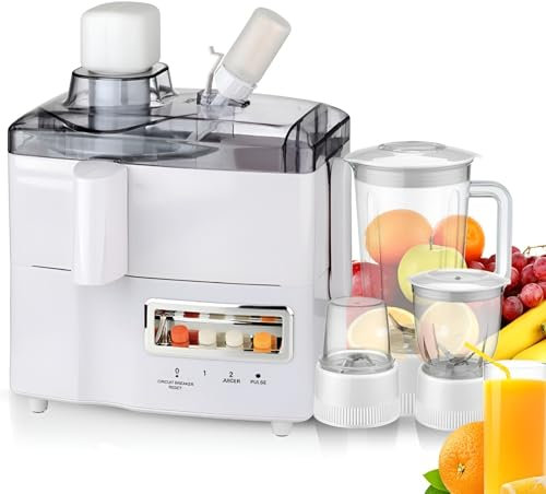 Multifunction Juicer Machines, 4-In-1 Jug Blender Grinder Chopper Electric Juicer Exttor Vegetable, 1.8L Smoothie Maker, for Fruits Vegetables