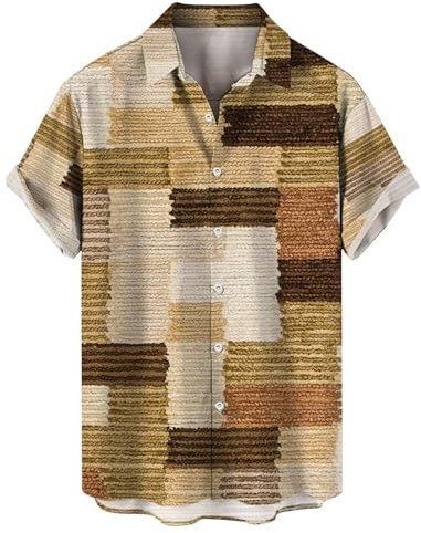 Uwdiohq Commandes en Cours Solde Chemise Homme Coupe Confort Lin Manches Courtes Blanche Slim Fit Hawaienne Palmier Ete Manche Courte Déguisement Médiéval À Paillettes Irlandaise Chemises pour Hommes