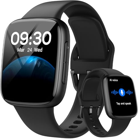 Gydom Smartwatch Herren 1,85″ AMOLED 3ATM Wasserdicht Fitnessuhr mit Telefonfunktion Herzfrequenz, SpO2, Schlaf, Stressüberwachung,100+ Sportmodi, Smart Watch für Android & iOS