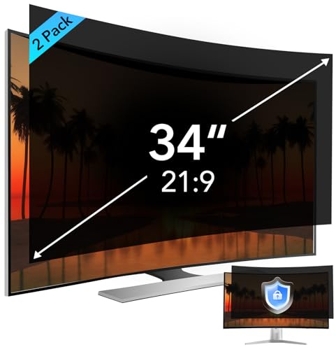 QOYZINE 2 Pack 34 inch Computer Privacy Screen Filter for 21:9 Aspect Ratio Widescreen Monitor,34in Curved Computer Monitor Privacy Shield Anti Glare Blue Light Eye Protection, Anti-Scratch Removable
