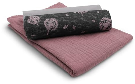 VmG-Store Musselin + Baumwollstoff Set farblich abgestimmt Double Gauze Stoff 100% Baumwollstoff Tex Standard 100 (Set36 Pusteblume)