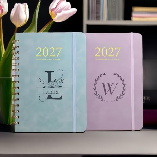 Personalisierter akademischer Planer 2027 für Damen und Herren, Monats- und Wochenkalender, individuelles A5-Leder-Notizbuch, Geschenk für Kollegen und Führungskräfte, Weihnachtsgeschenke für Teenager