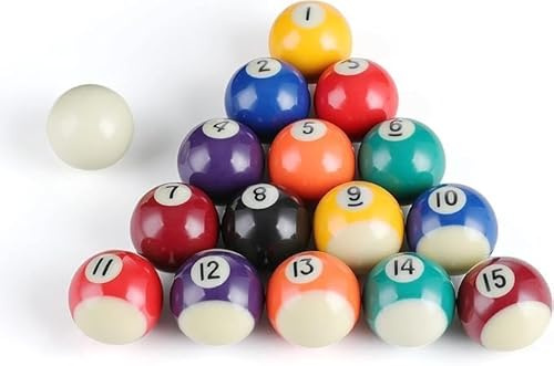 Hominas Billardkugeln Set 16 Stück 38 mm Mini Pool Ball Billard Set aus Kunstharz Mini Billardtisch Zubehör für Partyspiele zu Hause