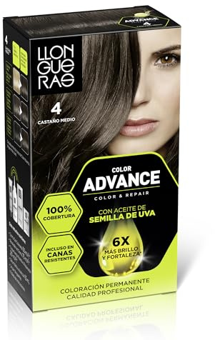 Llongueras Color Advance Tinte Pelo Mujer Coloración Permanente 100% Cobertura Incluso En Canas Resistentes - Tono 4 Castaño Medio