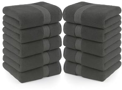 Homeable Premium 100% Baumwolle Handtücher Set (50x90 cm) 10 Stück, Weich & Saugfähig Schnell Trocknend Waschbar Langlebig & Öko-Tex Zertifiziert Ideal für Badezimmer Hotel (Grau)
