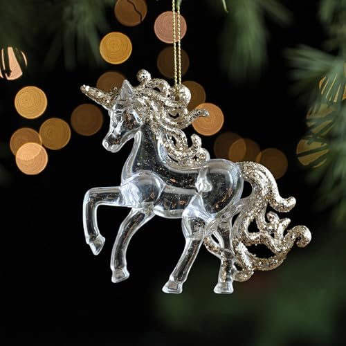 Dingfeiyu Weihnachtsbaumschmuck Acryl, Weihnachtsbaum Anhänger Christbaumschmuck Deko, Baumschmuck Weihnachten für Weihnachten Party Hochzeit Dekoration (Einhorn)