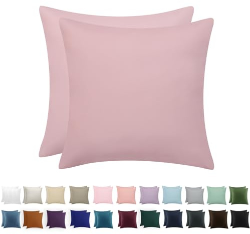 RUIKASI Kissenbezug 80x80 Rosa 2er Set - Oeko Tex Kopfkissenbezug 80 x 80 Hellrosa Kissen Bezug 80x80cm mit Reißverschluss aus Mikrofaser, Polsterbezug Doppelpack Set Pillow Case Pillow Cover