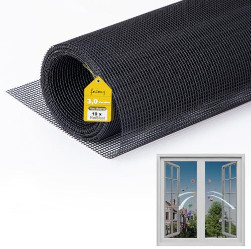 fowong Fliegengitter Fenster 110x130cm, Upgrade Fliegengitter Meterware mit 10xReißfestigkeit Nanogitter, Zuschneidbar,Geruchsneutral, DIY katzensicher Fliegennetz Ersatz für Fenster,Türen