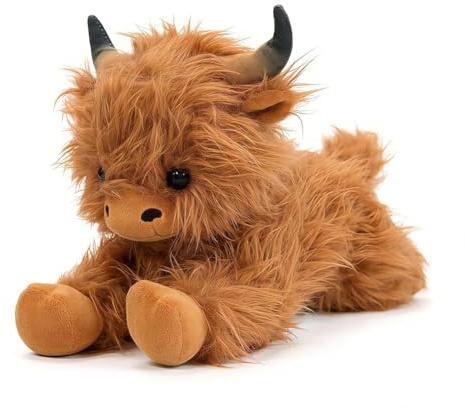 YUPDFGB Hochlandkuh Plüschtier, 38 cm Hochlandkuh Weichpuppen H-ochlandkuh Kuscheltiere, Plüschtiere Kinder Figur Spielzeug Niedliches Plüschtiers Geschenke Für Kinder Erwachsene