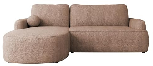 Mirjan24 Ecksofa Loridu für Wohnzimmer mit Schlaffunktion und Bettkasten, Eckcouch, L-Sofa, Polsterecke, abgerundete Kanten (Coral 45, Seite: Links)