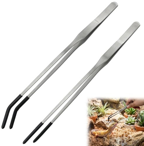 Reptile Feeding Tongs 27cm, Extra Long Stainless Steel Aquarium Tweezers