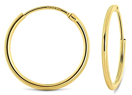 Miore Schmuck Damen glänzende Creolen Ohrringe aus Gelbgold 14 Karat / 585 Gold