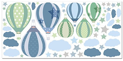 Wandkings Wandsticker Set - Heißluftballons Blau XL Set - 60 Sticker