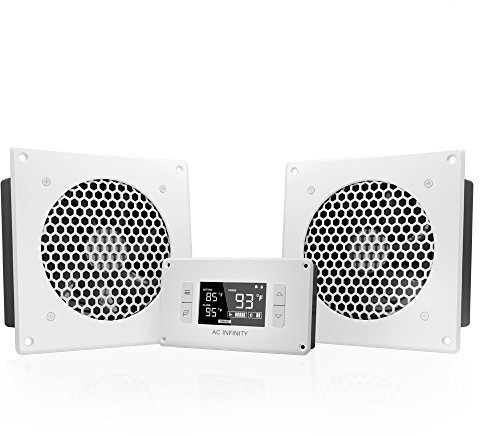AC Infinity AIRPLATE T8 Bianco Silenzioso Sistema di Raffreddamento Doppia Ventola 6 con Controllo Termostato, per Home Theater AV Cabinet