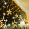 Quntis Christmas Star Window Lights Mains Powered Warm White 2M 138LED 12 Star Christmas Curtain Lights Connectable Icicle Fairy Lights Indoor Outdoor Decoration for Home Bedroom Garden Party Wedding