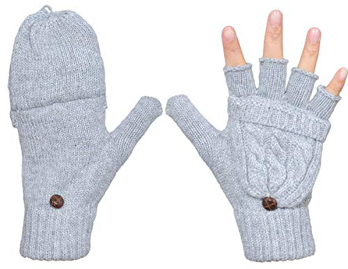 ehsbuy Damen Winterhandschuhe Aus Warmer Wolle Gestrickte Umwandelbare Fingerlose Fäustlinge