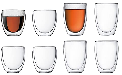 Bodum Pavina Lot de 8 verres isothermes à double paroi (4 x 340 ml et 4 x 226,8 g)