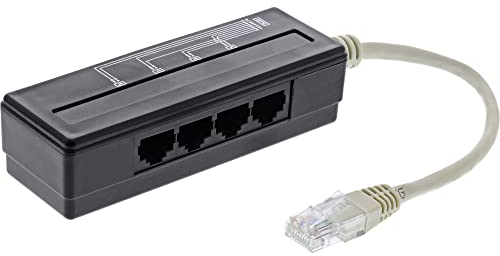 InLine 69995A 4-fach Telefon Port Splitter, RJ45 Stecker an 4x RJ45 Buchse, 0,15m