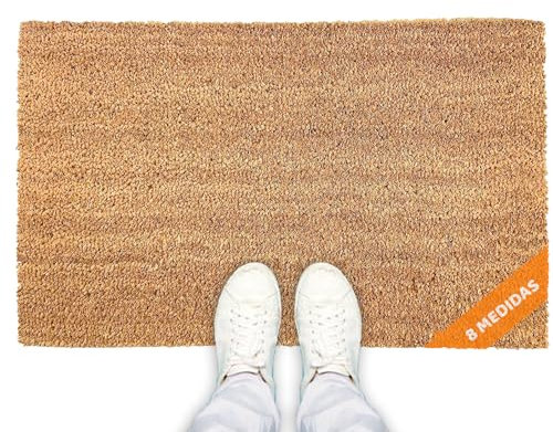 LucaHome - Felpudo Entrada casa 50x90cm - Felpudo Coco Liso con Base Antideslizante - Exterior e Interior - fácil de Limpiar - Resistente para hogar, Oficina, terraza y jardín