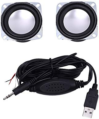 MEROURII DIY Lautsprecher Kit, DC 5V Mini USB Verstärker Audio Modul, Zweikanal-Stereo 3W + 3W mit 2pcs 4-Ohm-Lautsprecher, Audiokabel, einstellbare Lautstärke