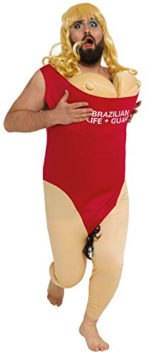 NET TOYS Witziges Lifeguard Kostüm für Herren - Rot-Hautfarben L (52/54) - Originelle Männer-Verkleidung Bademeister Outfit - EIN Blickfang für Junggesellenabschied & Karneval