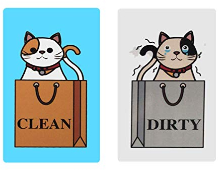 Dishwasher Clean Dirty Indicator, Double Sided Magnet, Easy to Read & Flip (Cat DIRTY/CLEAN)